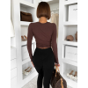 Hnědý zavinovací jóga top NYTHOS