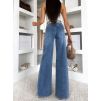 Modré extra wide leg široké dlouhé džíny QUENTISA