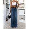 Světle modré extra wide leg široké dlouhé džíny QUENTISA