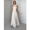 Béžové společenské dlouhé tylové AURAC