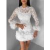 Bílé krajkové koktejlové šaty VINDORA