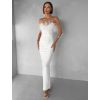 Bílé společenské vypasované dlouhé šaty BELSANTE s rozparkem