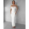 Bílé společenské vypasované dlouhé šaty BELSANTE s rozparkem