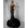Černé plesové luxusní dlouhé třpytivé šaty GALDYNE s rozparkem