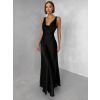 Černé saténové dlouhé šaty MIREVE s odhalenými zády