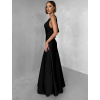 Černé saténové dlouhé šaty MIREVE s odhalenými zády