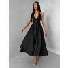 Černé společenské vypasované áčkové midi šaty NYXORA