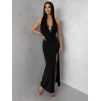Černé dlouhé šaty SOLFARA s ozdobou