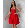 Červené krátké vypasované áčkové šaty MIRELYS s kamínky