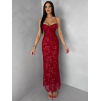 Červené společenské třpytivé dlouhé šaty KAILINA