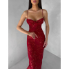 Červené společenské třpytivé dlouhé šaty KAILINA