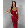 Červené společenské třpytivé dlouhé šaty KAILINA
