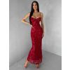 Červené společenské třpytivé dlouhé šaty KAILINA