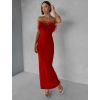 Červené společenské dlouhé vypasované šaty BELSANTE s rozparkem