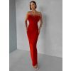 Červené společenské dlouhé vypasované šaty BELSANTE s rozparkem