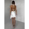 Krémové krátké koktejlové saténové šaty AMESTIA