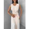 Krémové luxusní dlouhé šifonové šaty PALYRA