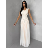 Krémové luxusní dlouhé šifonové šaty PALYRA