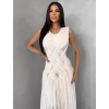 Krémové luxusní dlouhé šifonové šaty PALYRA