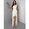 Krémové luxusní dlouhé šifonové šaty PALYRA