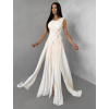 Krémové luxusní dlouhé šifonové šaty PALYRA