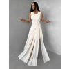 Krémové luxusní dlouhé šifonové šaty PALYRA