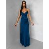 Petrolejové dlouhé saténové šaty ARANKA na ramínka
