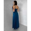 Petrolejové dlouhé saténové šaty ARANKA na ramínka