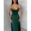Smaragdové saténové elegantní midi šaty SIMUEL se šněrováním