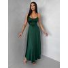 Smaragdové saténové elegantní midi šaty SIMUEL se šněrováním