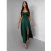 Smaragdové saténové elegantní midi šaty SIMUEL se šněrováním