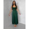 Smaragdové saténové elegantní midi šaty SIMUEL se šněrováním