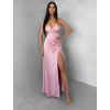 Starorůžové dlouhé saténové šaty ARANKA na ramínka