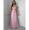 Starorůžové dlouhé saténové šaty ARANKA na ramínka
