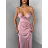 Starorůžové dlouhé saténové šaty ARANKA na ramínka