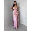 Starorůžové dlouhé saténové šaty ARANKA na ramínka