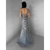 Stříbrné luxusní dlouhé třpytivé šaty MISTRALIS s rozparkem