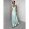 Světle zelené saténové dlouhé šaty MIREVE s odhalenými zády