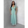 Světle zelené šifonové dlouhé vázací šaty VIONELA