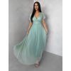 Světle zelené šifonové dlouhé vázací šaty VIONELA