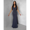Šedé společenské dlouhé šaty RAVILETA