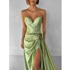 Zelené plesové korzetové dlouhé šaty CELYNDRA s vlečkou