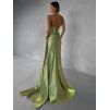 Zelené plesové korzetové dlouhé šaty CELYNDRA s vlečkou