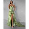 Zelené plesové korzetové dlouhé šaty CELYNDRA s vlečkou