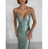 Zelené plesové dlouhé třpytivé šaty GALDYNE