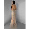 Zlaté třpytivé luxusní plesové nude šaty ROVENSA
