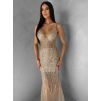 Zlaté třpytivé luxusní plesové nude šaty ROVENSA