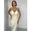 Žluté společenské dlouhé šaty ARLISE s krajkou