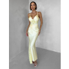 Žluté společenské dlouhé šaty ARLISE s krajkou