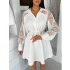 Bílé košilové šaty VYLORIUM s krajkovými rukávy